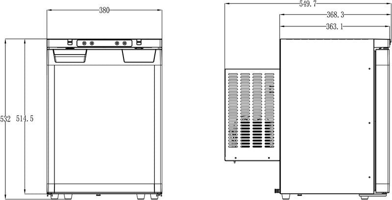 CARBEST Kompressor-Einbaukühlschrank LR40L mit versetzbarer Kompressoreinheit - 35,8 l