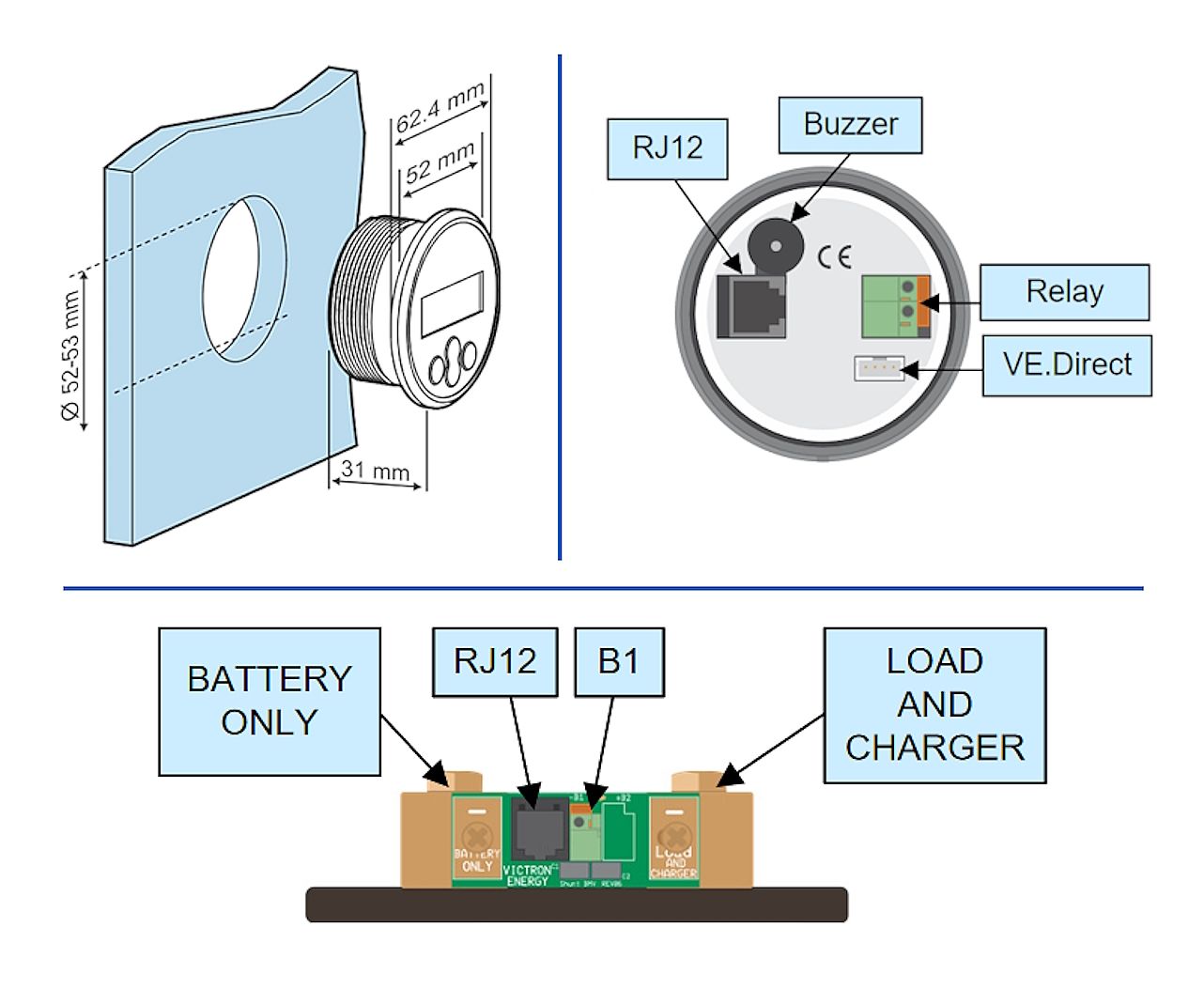 Victron Batteriemonitor BMV-700 mit Shunt 500A