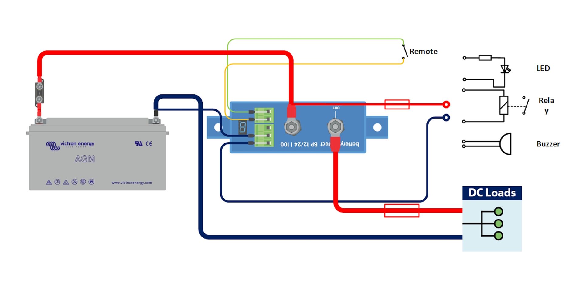 Victron Battery Protect BP-65 - 12V/24V 65A Unterspannungsschutz - Batteriewächter - Tiefentladeschutz